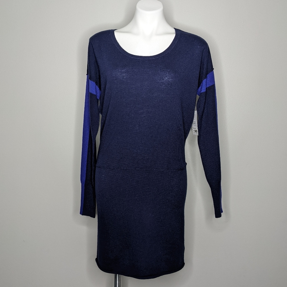 NWT Athleta Azalea blue colorblock merino wool dress S